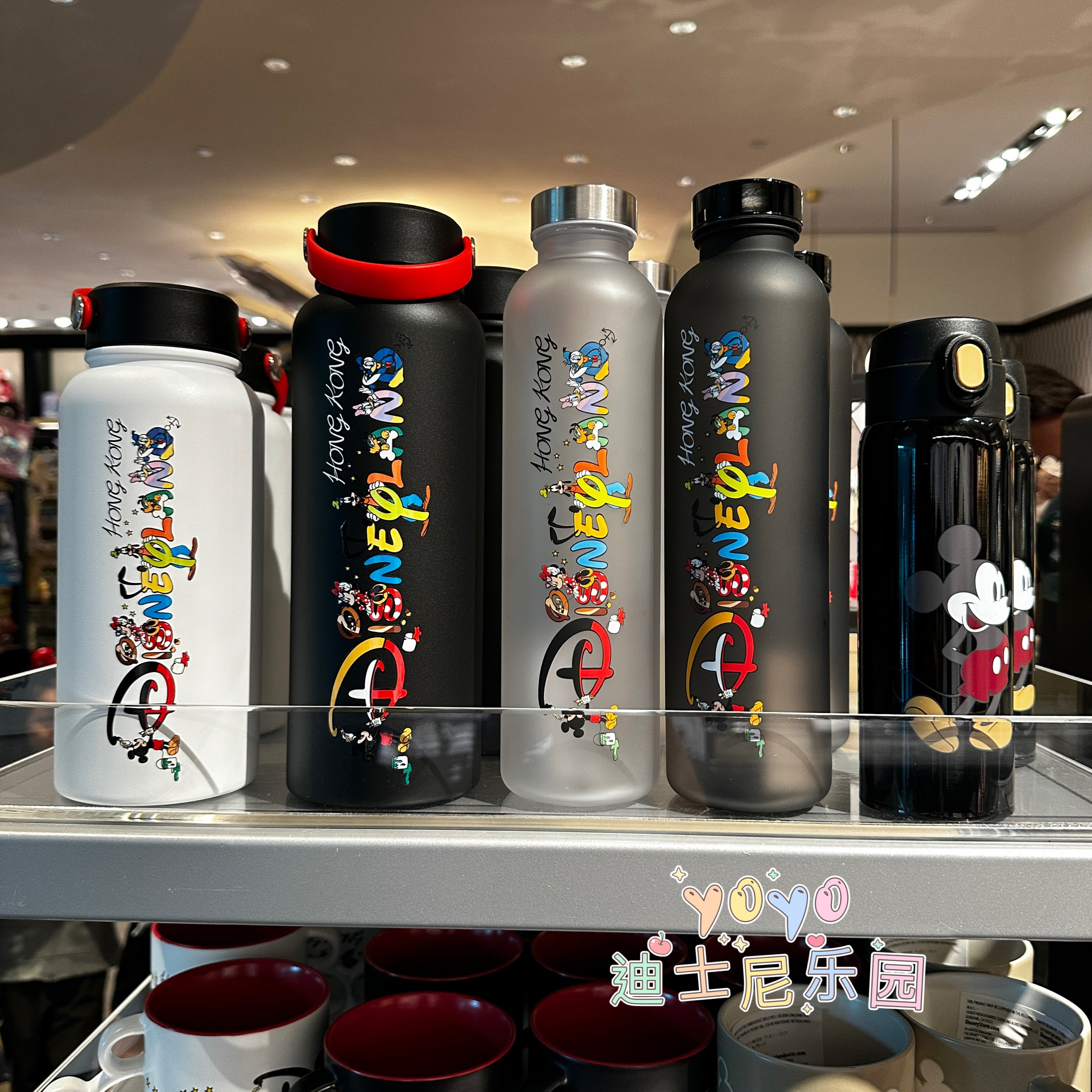 香港迪士尼乐园 米奇米妮高飞布鲁托 卡通手提水杯 不锈钢保温杯