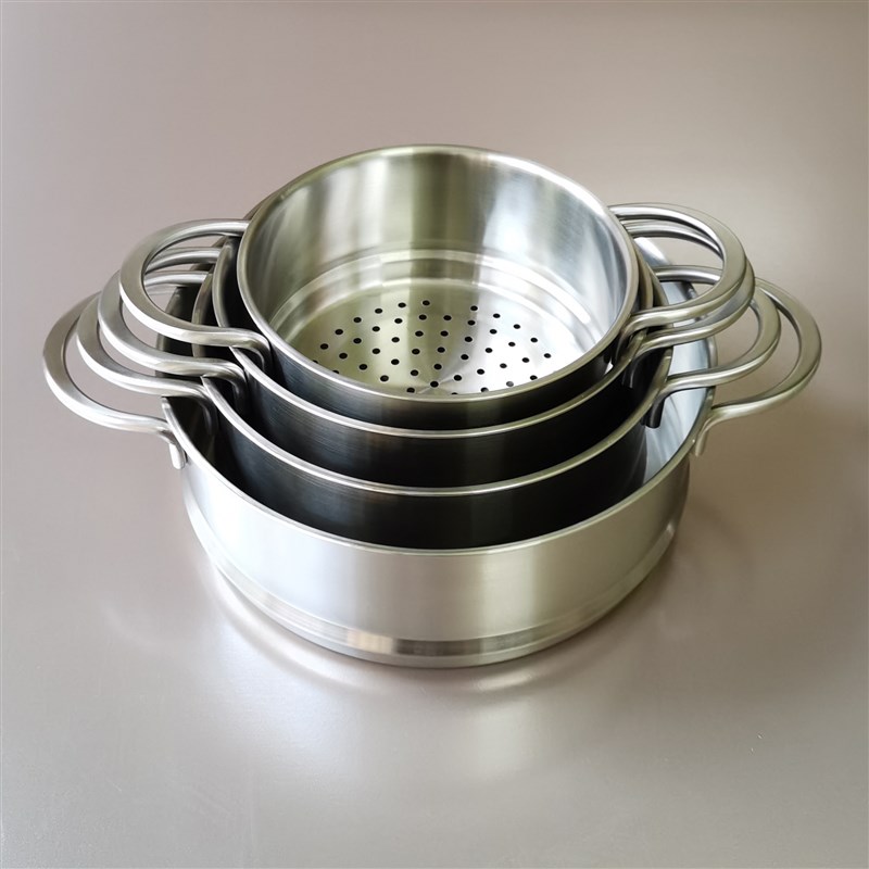 18/10不锈钢蒸笼蒸笼蒸架s304加厚家用厨房蒸格可叠加16-24cm带柄