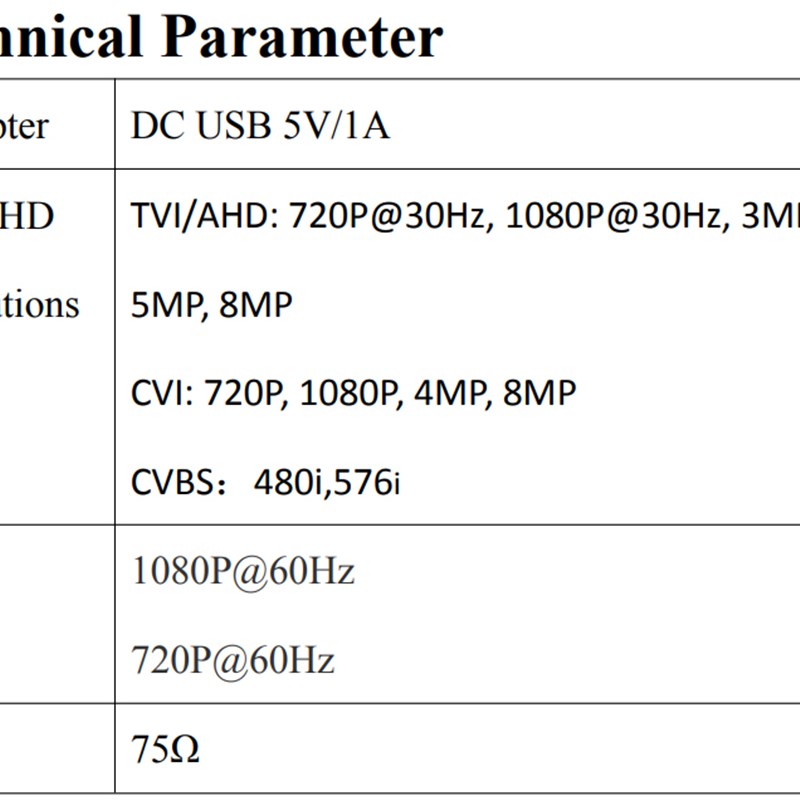 AHD/CVI/TVI转HDMI高清z转换器支持8MP影片环通输出标配美规电源