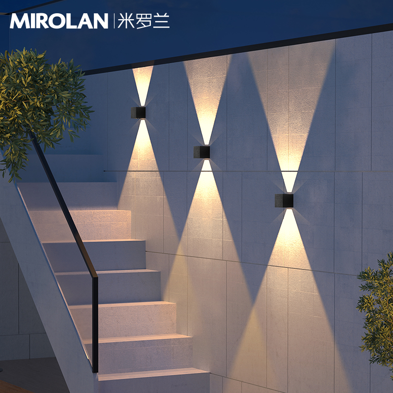 洗墙灯户外防水太阳能r壁灯别墅庭院壁灯院子围墙壁灯室外装饰灯