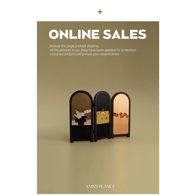 AMNN 中古风美拉德p装饰画摆件创意高级感桌面摆件小众可折叠屏风