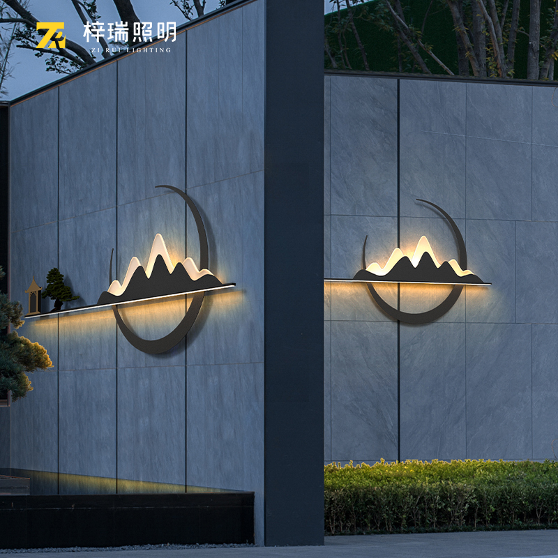 新中式户外壁灯别墅花p园围墙装饰灯室外防水太阳能露台庭院外墙