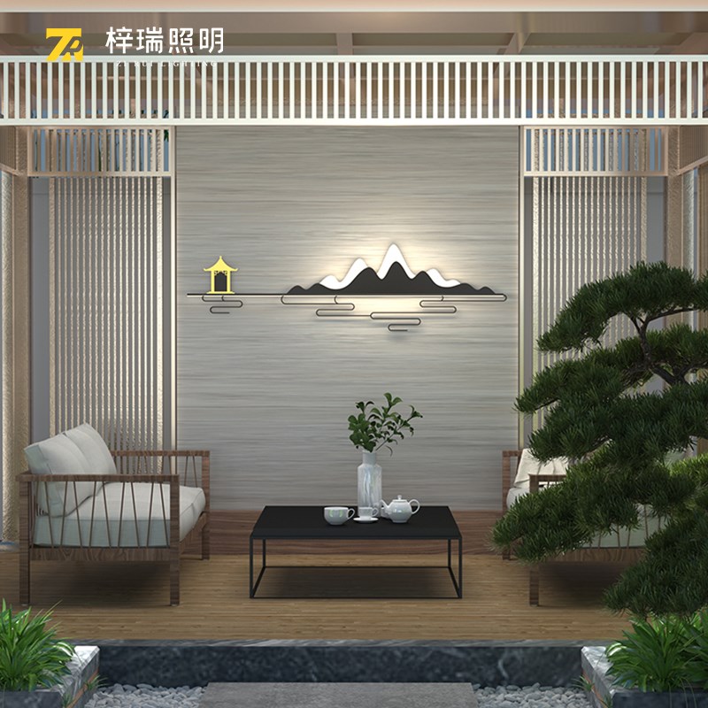 新中式太阳能户外壁灯别墅花园影壁墙灯饰室外P庭院围墙装饰氛围