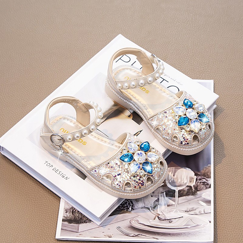 女童包头凉鞋24夏季新款小仙女宝宝软底J水晶宝石公主凉鞋儿童鞋