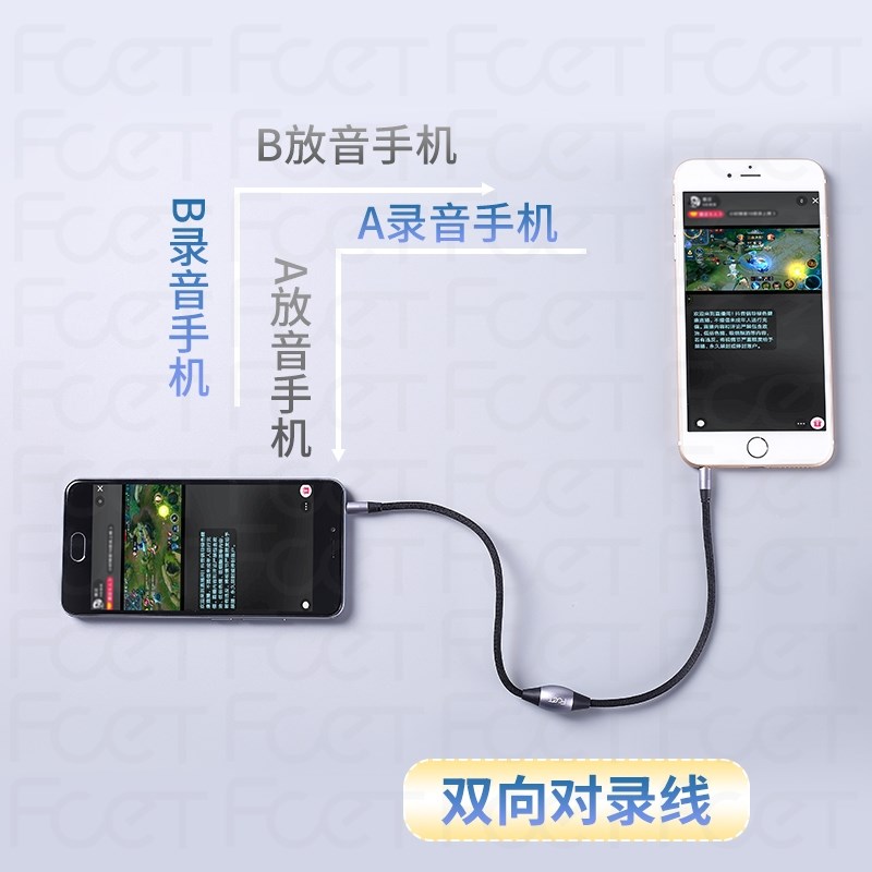 FTTQ音频线对录线双向互录器内录线E3.5手机声卡线直播转发转接线