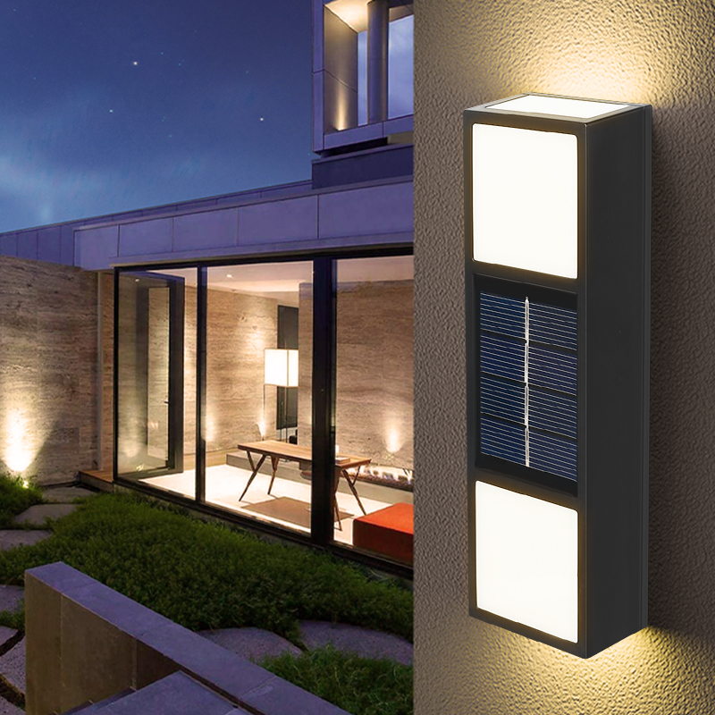 太阳能壁灯户外洗墙m灯防水庭院灯篱笆围墙壁灯花园别墅室外墙壁