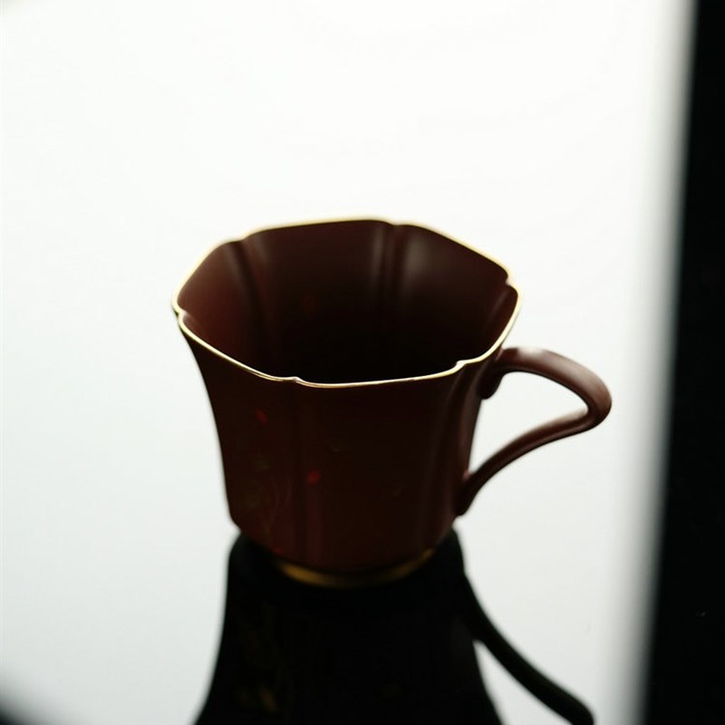 新婚礼物 宜兴紫砂静月菱花主人杯对杯礼盒底槽青210Ncc8.5x11.5c