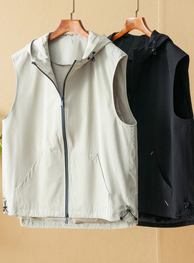 蛮文 藏肉显瘦 自带筋骨 美国杜邦 廓形A版压胶拉链连帽马甲56060