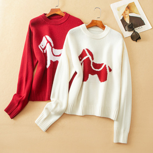 羊绒质感 马到成功生肖提花 高保暖加厚圆领毛衣59221 意M系 蛮文