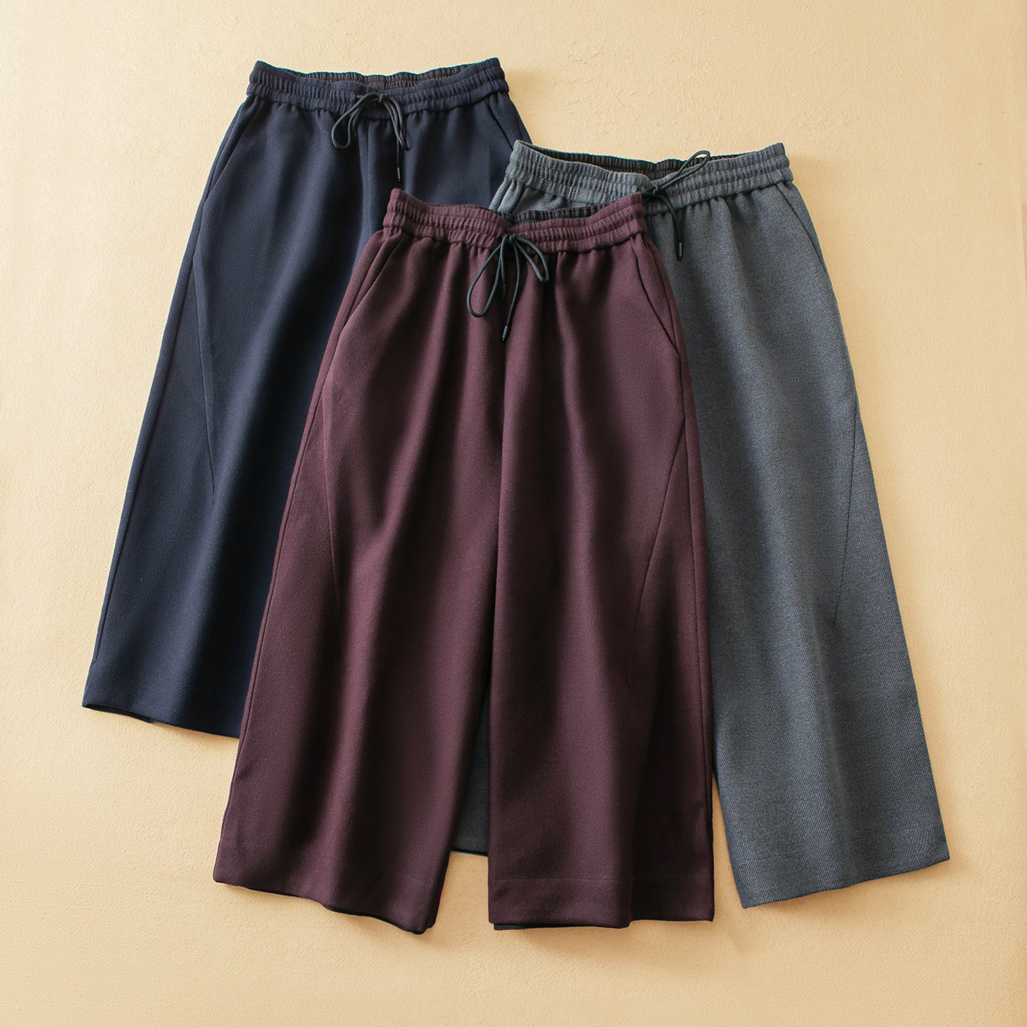 蛮文 巨藏肉 保暖有型上档次 斜纹天丝羊毛料廓形8分裤靴裤 50258