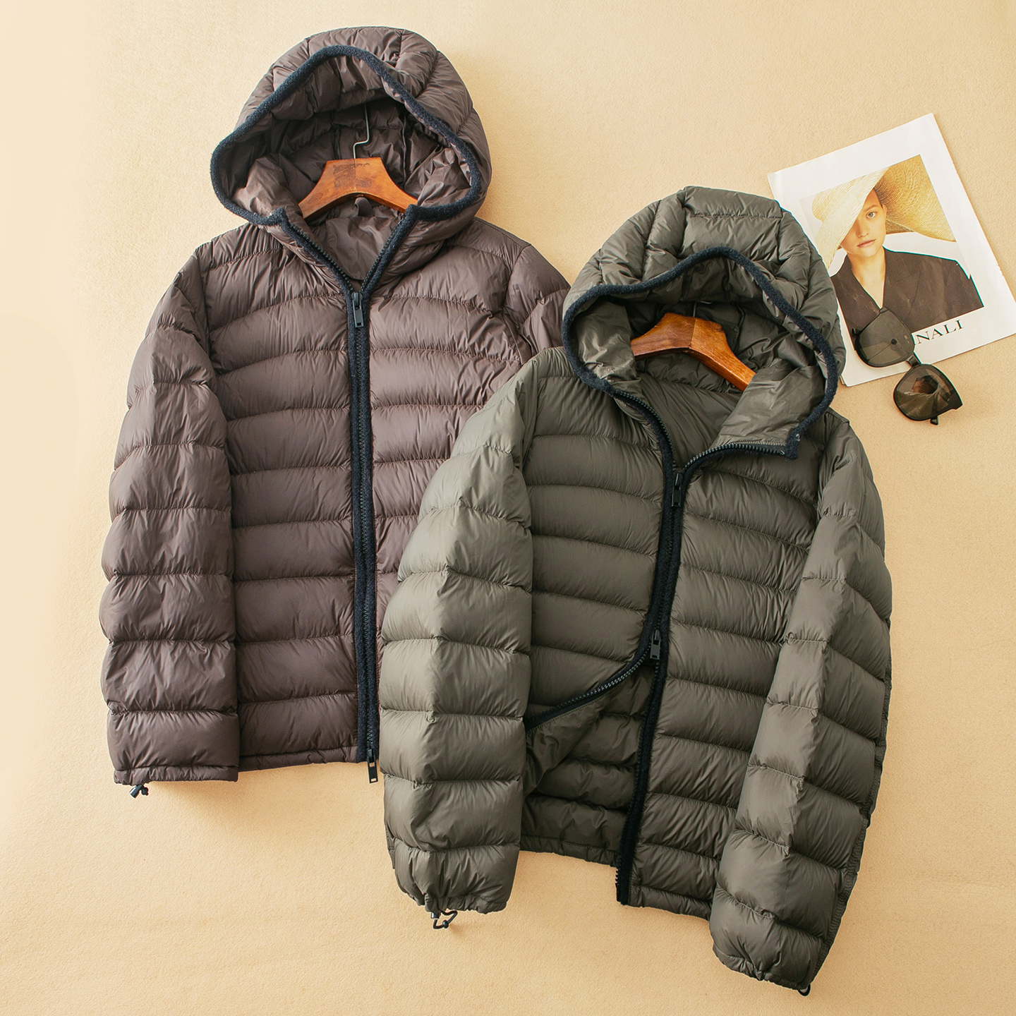 蛮文 轻奢JI简明星款 高保暖高包容度 连帽利落排骨款羽绒服56277