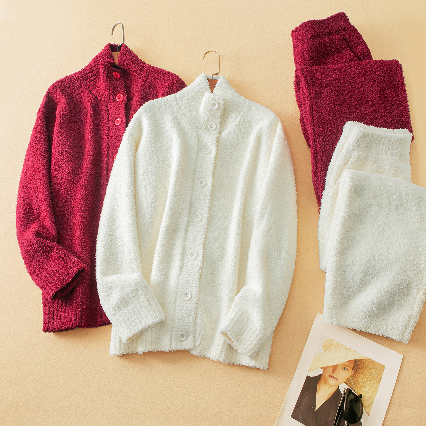 蛮文 韩国单 一套的价 可外穿式立领开扣超保暖珊瑚绒居家服56311