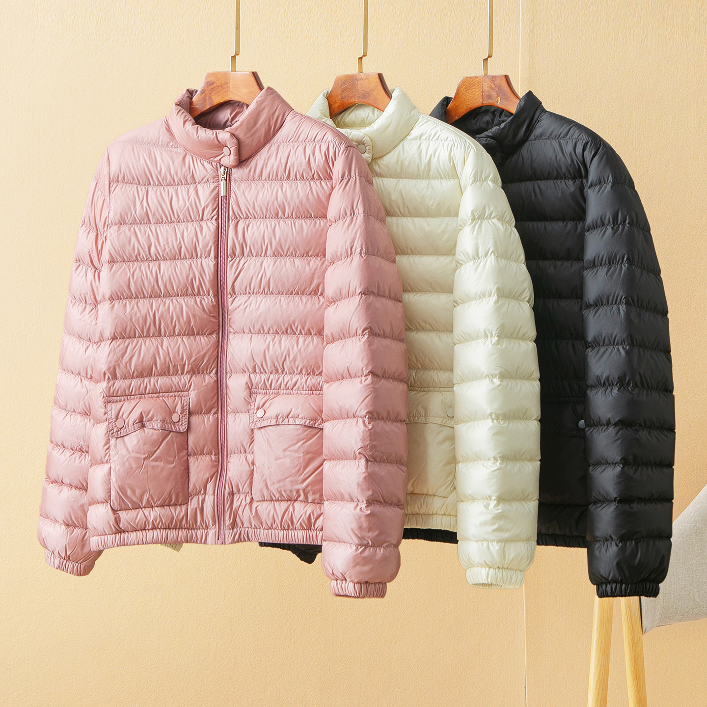 蛮文 法单羽皇尖儿货 小巧轻便显瘦百搭短款90鹅绒服立领女 56241