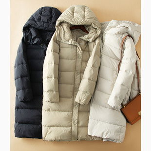 连帽羽绒服外套 蛮文 90鹅绒填充中长款 精致优雅显瘦 46358 意M系