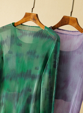 蛮文 美~艺术范~大师级晕染 里外两件时髦高弹压褶设计上衣 37013