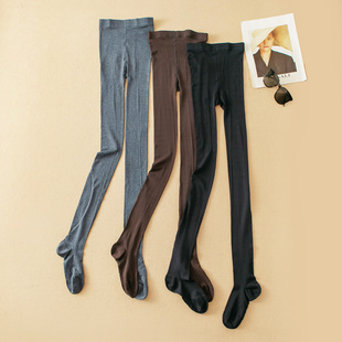 袜5G011 240针平纹光泽面压力显瘦舒适羊毛连裤 蛮文 秋冬降温神器