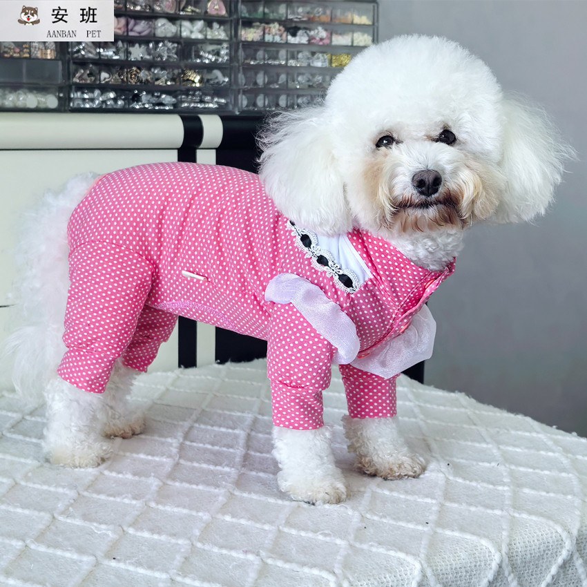 泰迪比熊狗狗春秋薄款纯棉全包肚四脚衣服短腿猫咪中小犬护肚衣服图片