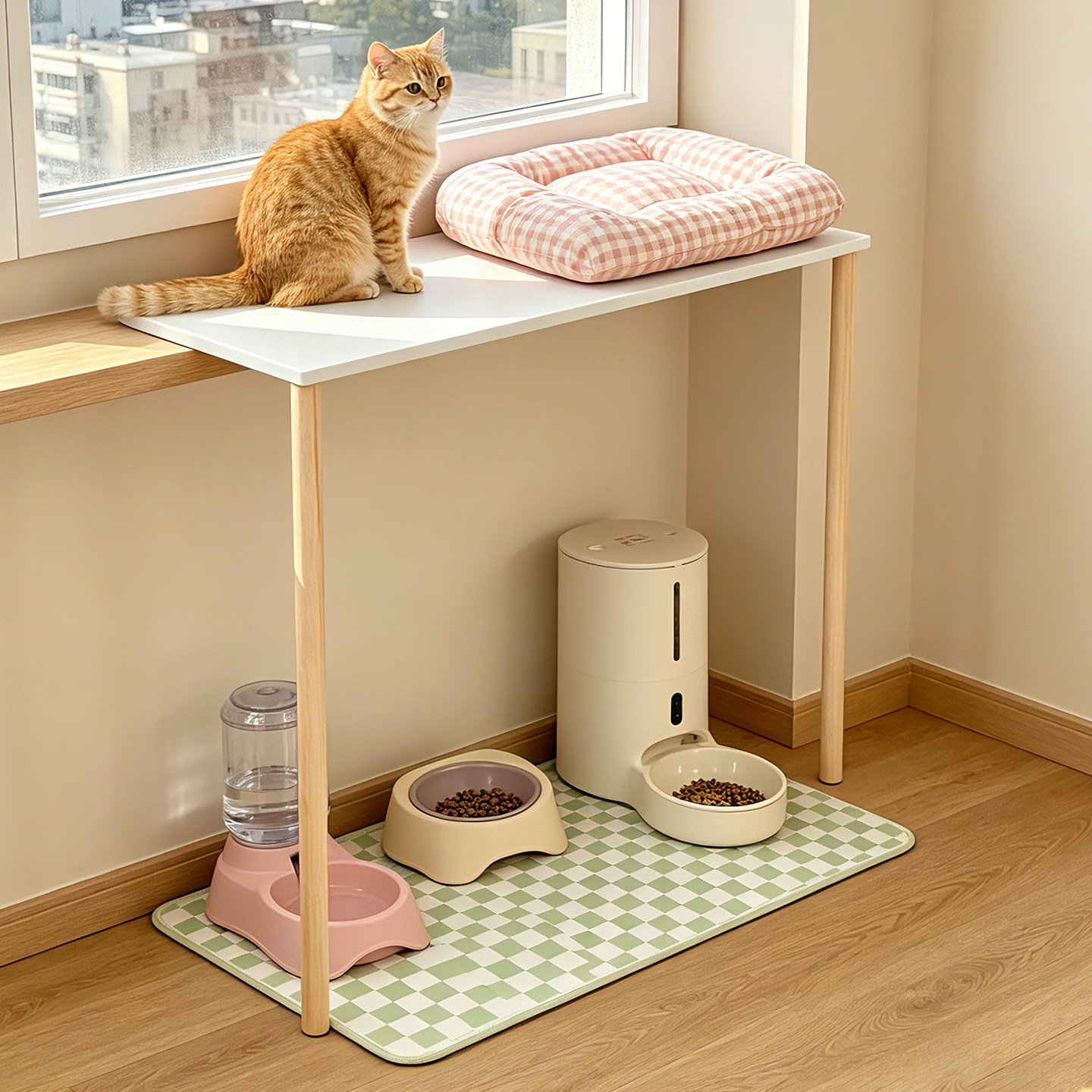 窗边猫咪观景台窗台猫床猫窝阳台晒太阳猫爬架宠物休息平台落地架