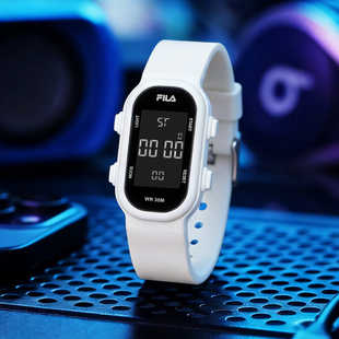 FILA斐乐电子单显闹钟夜光初高中男学生手表新款只看时间闹钟6902