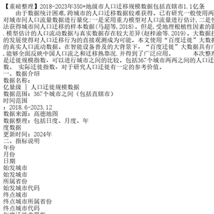 【重磅整理】2018-2023年350+地级市人口迁移规模数