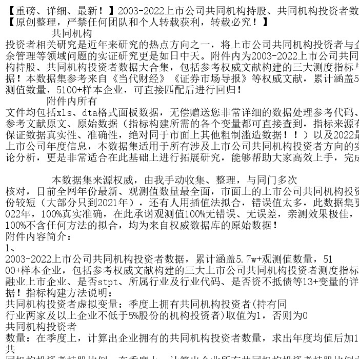 2003-2022上市公司共同机构持股