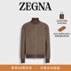 ZEGNA杰尼亚男装 棕色配浅灰褐色拉链开衫 冬季 新品
