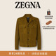 新品 ZEGNA杰尼亚男装 春季 橄榄绿皮革短夹克