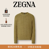 亚麻 新品 山羊绒及桑蚕丝针织圆领毛衣 春季 ZEGNA杰尼亚男装
