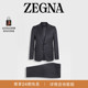 ZEGNA杰尼亚男装 深灰色配黑色羊毛西装