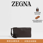 礼物ZEGNA杰尼亚包袋深棕色SECONDSKIN Softy手拿包
