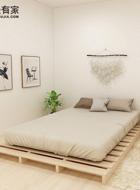 实木床架地铺木板床松木实木床出租屋简易床架排骨架北欧租房民宿
