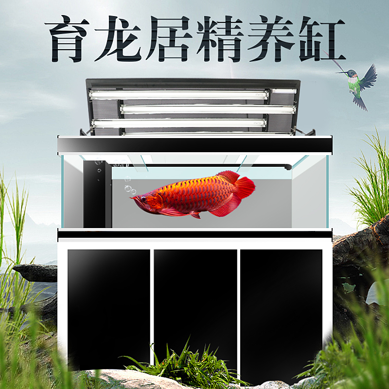 巨仁龙鱼缸大型客厅落地家用现代简约隔断墙超白底滤下过滤水族箱