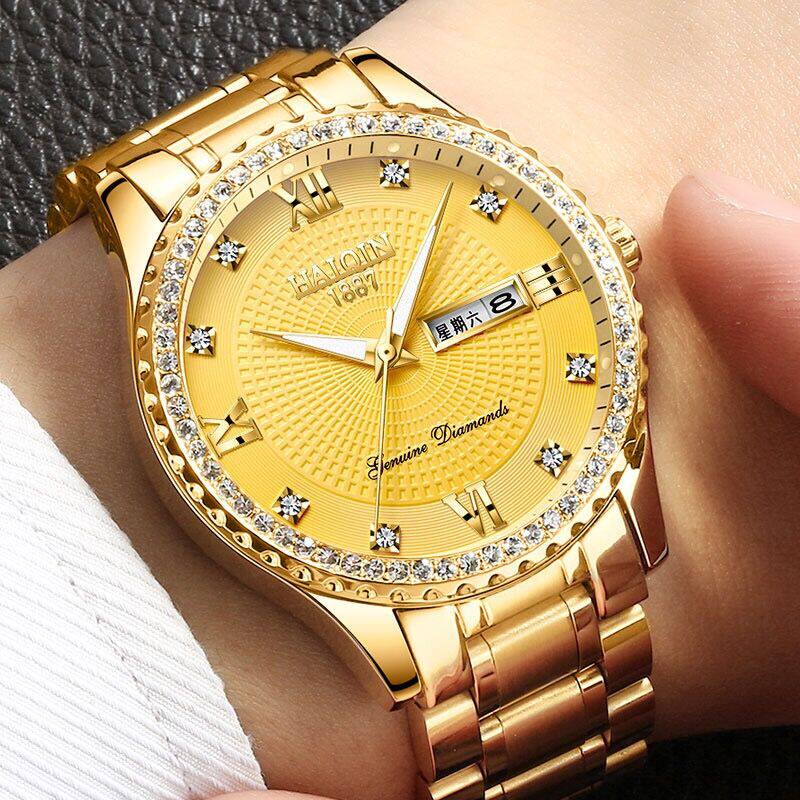 瑞士正品牌海琴手表男士机械表全自动防水超薄夜光镶钻石英潮男.