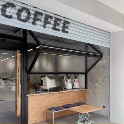 铝合金上下折叠窗定制网红咖啡店吧台推拉任意悬停轻松便捷提拉窗