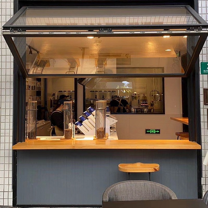 上下折叠窗定制网红咖啡店吧台推拉任意悬停轻松提拉铝合金折叠窗