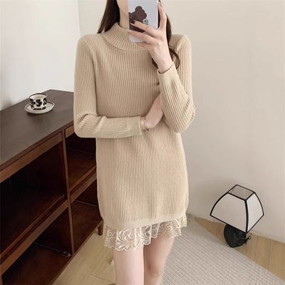 长袖针织毛衣连衣裙女配大衣2025秋冬新款小个子宽松内搭打底毛衣