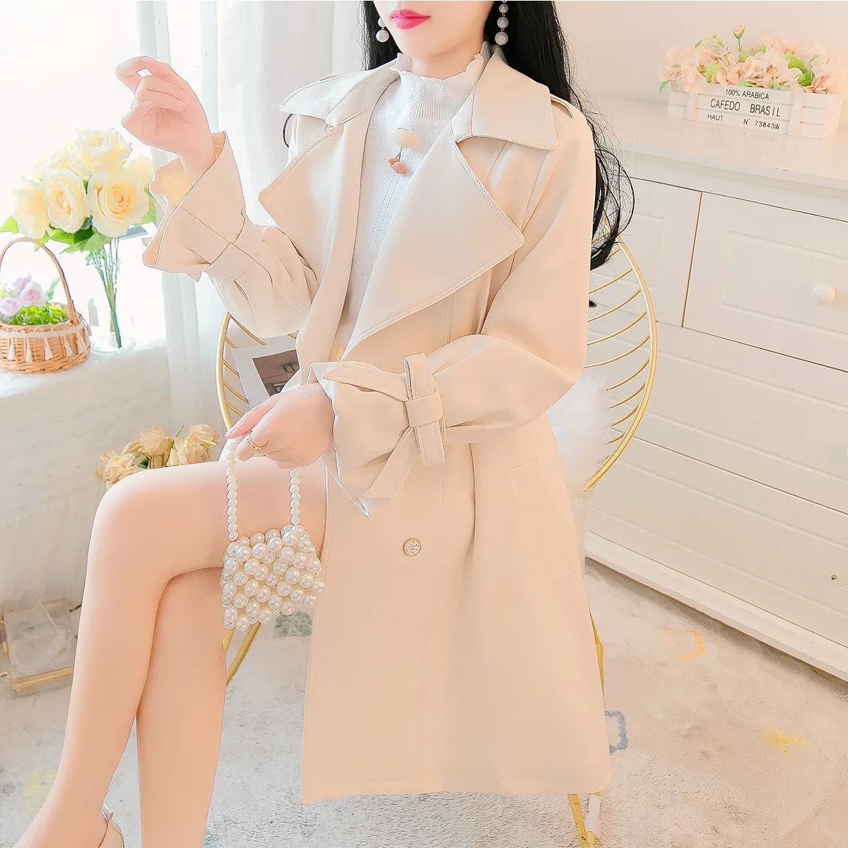 风衣外套女春秋季2025新款韩版小个子收腰显瘦中长款气质流行大衣