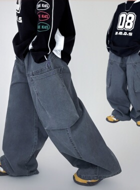 男童长裤弯刀裤春秋款2026新款儿童中大童男孩工装裤直筒裤子春装