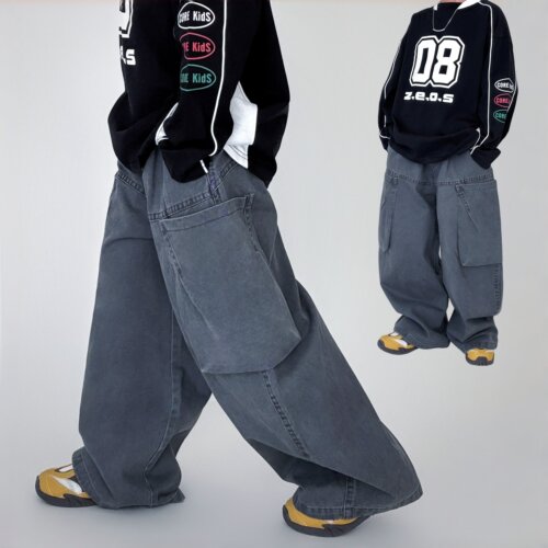 春秋男童工装直筒弯刀裤柔软长裤