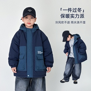 男童夹棉外套冬装儿童棉袄加厚中长款保暖棉衣防风工装帅气棉服潮