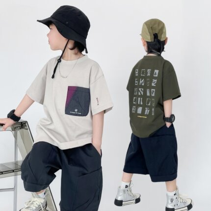 男童短袖t恤夏季2025新款森系户外夏装潮流T半袖纯棉薄款儿童上衣