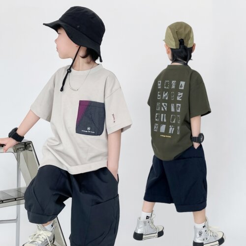 男童短袖山系上衣潮流设计师风格