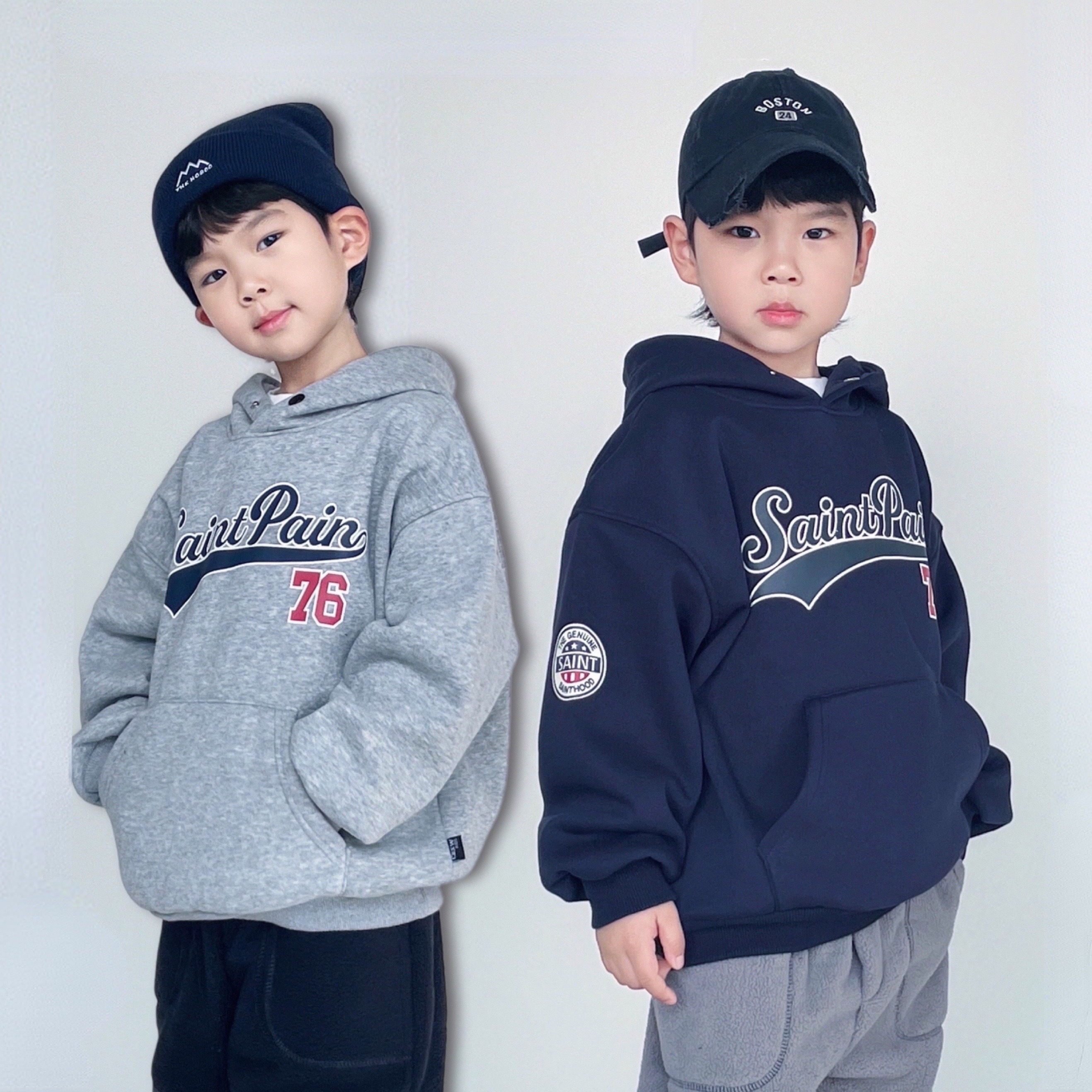 冬季男童一体绒连帽加厚保暖卫衣