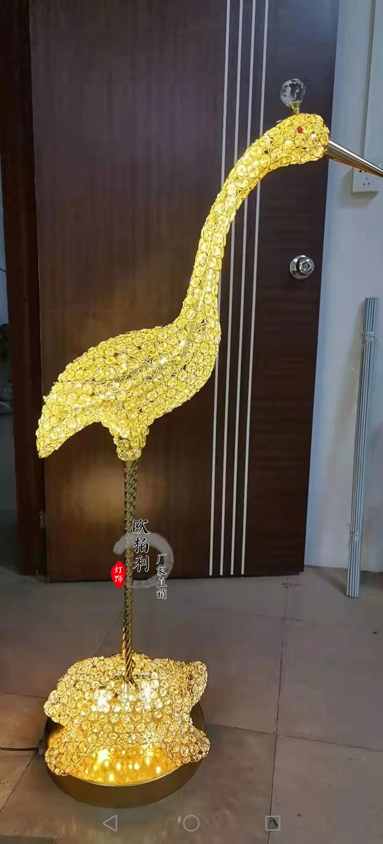 佛堂大殿殡仪馆灯饰布置摆件 龟鹤延年水晶落地灯 莲花仙鹤02