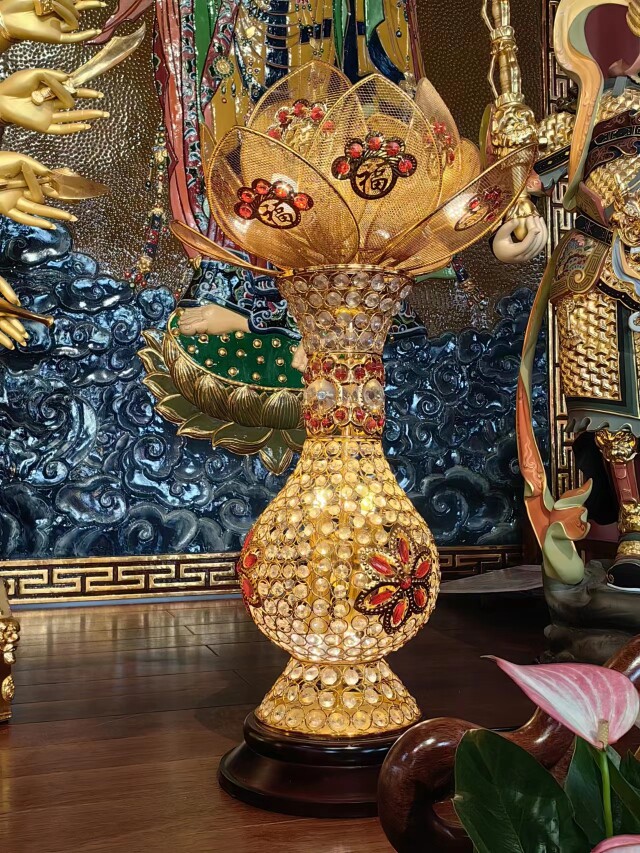 热卖高端 水晶精致 旋转好运 佛前灯 旭日东升 紫气东来 莲花摆件