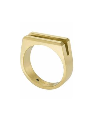 代购Fossil化石男士戒指时尚百搭现代感个性不锈钢金色简约