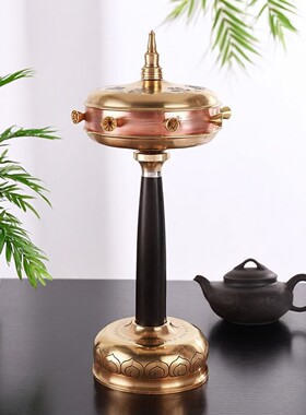 原创手动清凉金轮全铜白塔右挽狂澜缩微胶片手拨转动金桶带底座