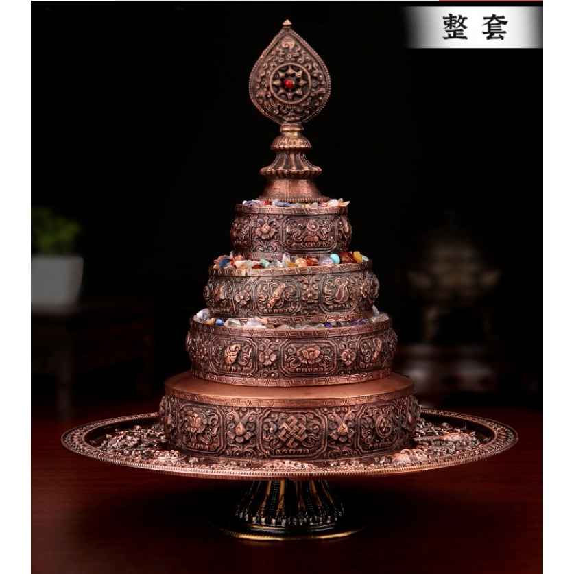藏式紫铜纯红铜曼扎盘修盘托盘供37堆八吉祥曼达盘用品供奉摆件