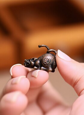 吐宝鼠香插复古铜制迷你摆件麦彭怀摄香·红光钩供奉线香香插摆设