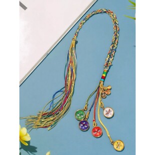 全手工编织彩绘五路财神唐卡嘎乌盒车挂件热贡唐卡佛眼指尖配饰